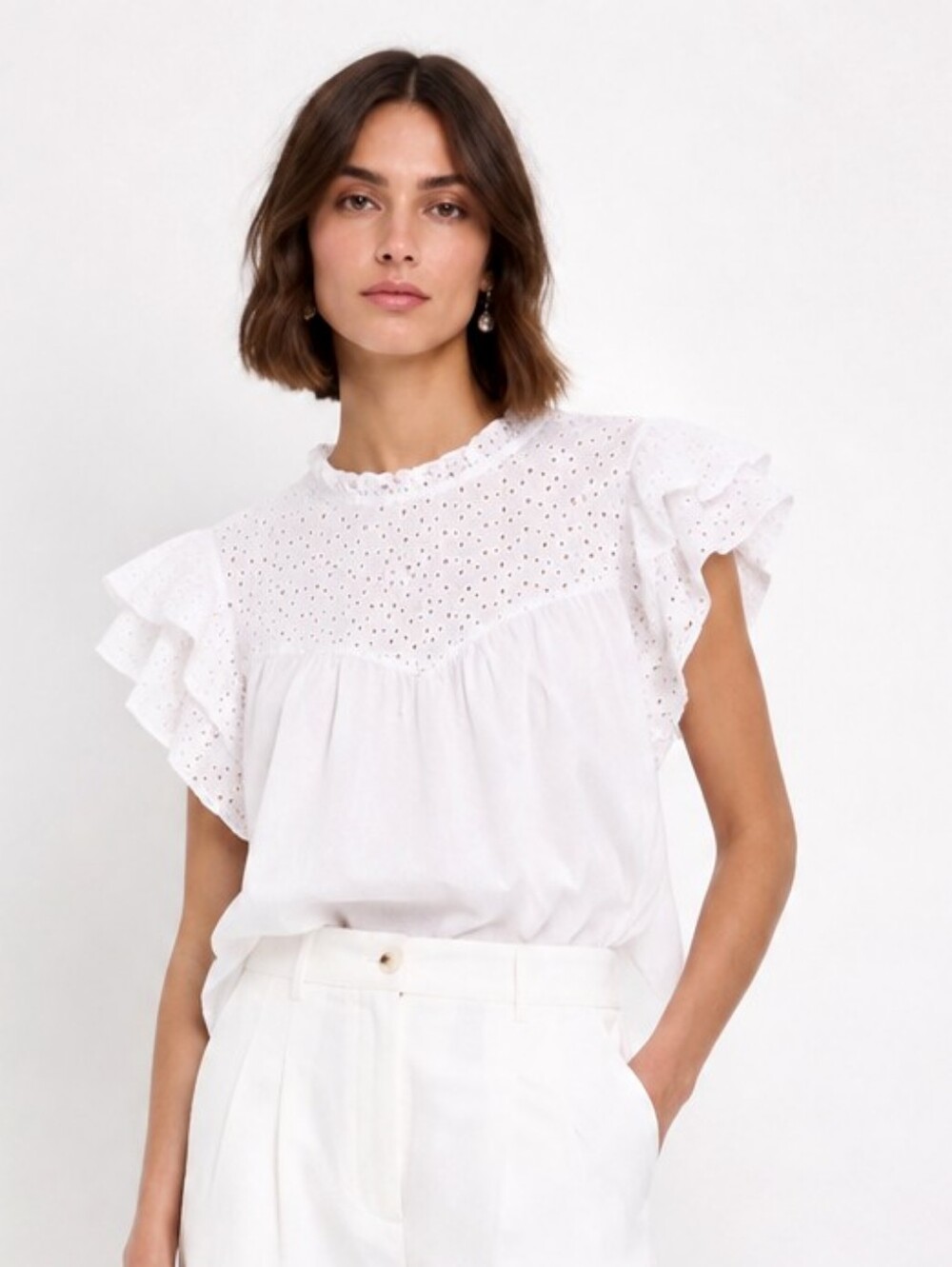 A New Day White Eyelet Cotton Top